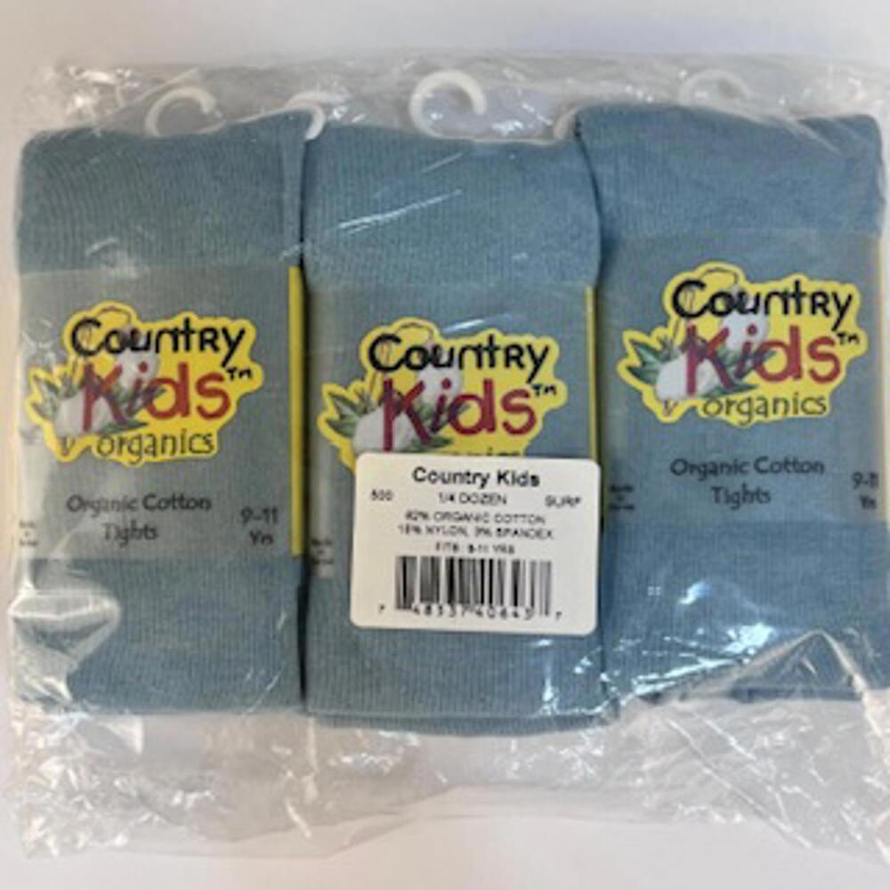 Country Kids Organic Cotton Tights in Surf Blue (Pack of 3) - 9-11 Yrs